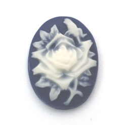 Cabochons Blauw grijs wit camee roos 13x18mm