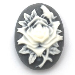 Cabochons Grijs wit camee roos 13x18mm