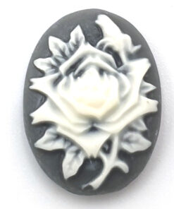 Cabochons Grijs wit camee roos 13x18mm