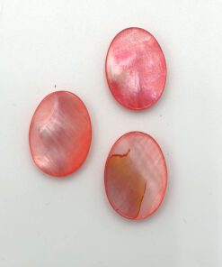 Schelp kraal plat ovaal 12x17mm rood roze