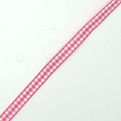 Geruit lint Fuchsia wit 10mm