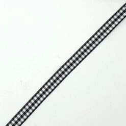 Geruit lint Zwart wit 10mm