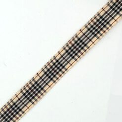 Geruit lint Beige zwart bordeaux 15mm