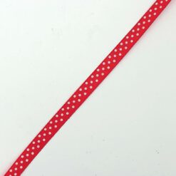 Satijnlint 10mm Rood met witte stippen