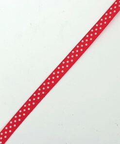 Satijnlint 10mm Rood met witte stippen