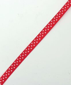 Satijnlint 10mm Rood met witte stippen