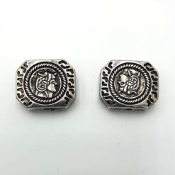 Metallook munt kralen rechthoek 22x18x5mm