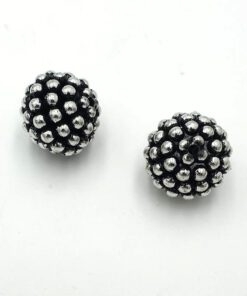 Metallook kraal rond 20mm met balletjes