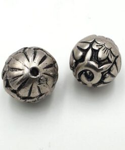 Metallook kraal rond 20mm antiek zilver