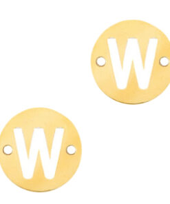 Roestvrij stalen (RVS) Stainless steel bedels tussenstuk rond 10mm initial coin