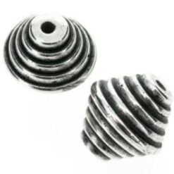Metallook kraal conisch geringd 20x20mm antiek zilver