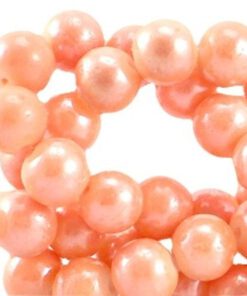 Diamond coated glaskralen 10mm Oranje peach