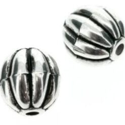 Metallook kraal ribbel 24mm antiek zilver