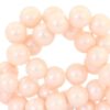 Glaskralen pearl glitter 8mm Pastel coral peach