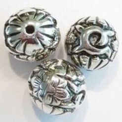 Metallook kraal rond 20mm antiek zilver