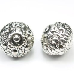 Metallook kraal zilver rondell 24x20mm