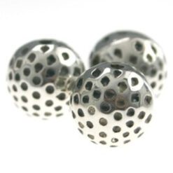 Metallook kraal Rond 10mm met stip antiek zilver