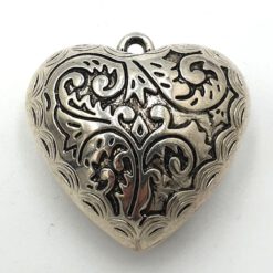 Metallook bedel dik Hart 33x30mm antiek zilver