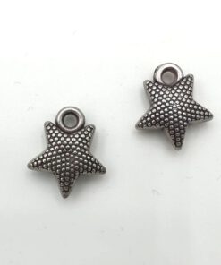 Metallook bedel ster 15mm met puntjes antiek zilver