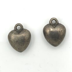 Metallook bedel Hart 14X11mm oud mat antiek zilver