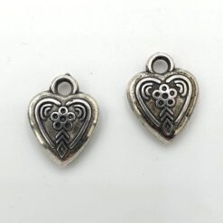 Metallook bedel hart 18x14mm antiek zilver