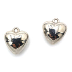 Metallook bedel hart 20x18x10mm zilver