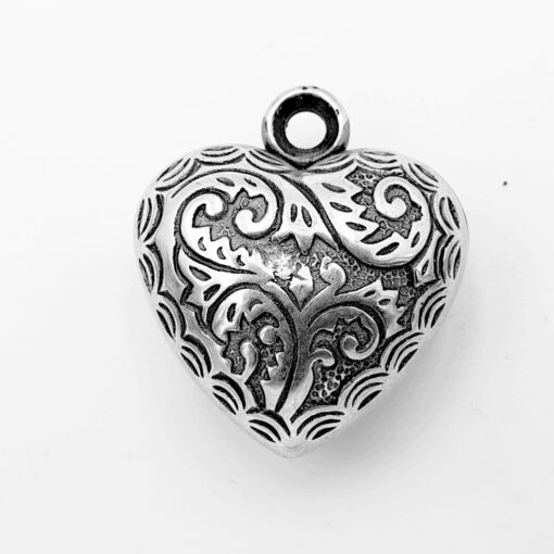 Metallook bedel Hart 15x18mm zilver