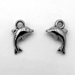 Metallook bedel Dolfijn 15x10mm antiek zilver