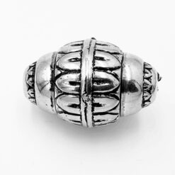 Grote metallook kraal rond 28x16mm antiek zilver