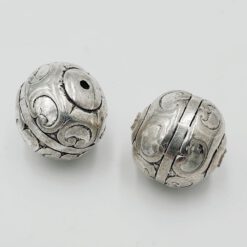 Metallook kraal rond 22mm antiek zilver