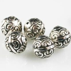 Metallook kraal Rond 12mm antiek zilver