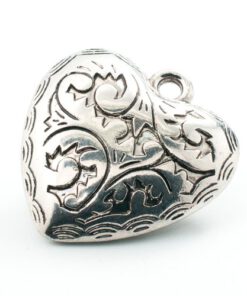 Groot metallook bedel Hart 45x40mm antiek zilver