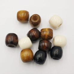 Houten Kralen licht bruin 16mm met groot gat (6,5-7mm)