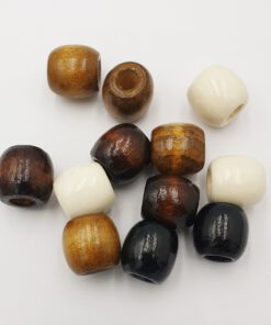 Houten Kralen licht bruin 16mm met groot gat (6,5-7mm)