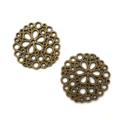 Metalen bedel bloem rond 23mm