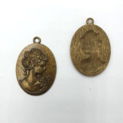Metalen bedel medaillon brons 48x33mm