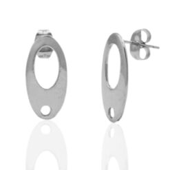 Roestvrij stalen (RVS) Stainless steel oorbellen/oorstekers ovaal met oogje Zilver