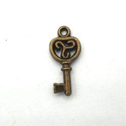 Metalen bedel sleutel 22x10mm brons