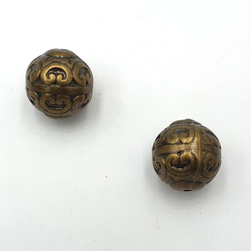 Metallook kralen rond 18mm brons