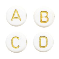 Letterkralen van acryl mix Off white-gold