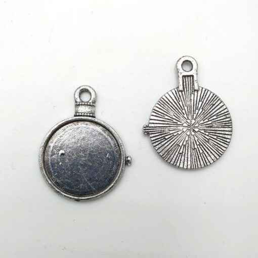 Metalen setting voor ronde cabochon antiek zilver