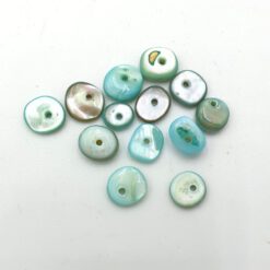 Schelp disc aqua blauw 8mm