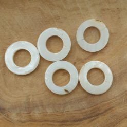 Schelp kralen donut wit 16mm