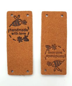 Leren label cognac 'Handmade with LOVE' 50x20mm