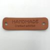 Pu leren label cognac 'Handmade' 55x15mm