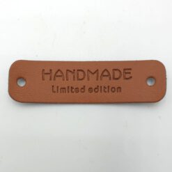 Pu leren label cognac 'Handmade' 55x15mm