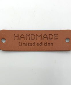 Pu leren label cognac 'Handmade' 55x15mm