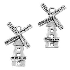 Metalen molen 27x16mm antiek zilver