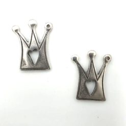 Metaal bedel Kroon antiek zilver 20x18mm