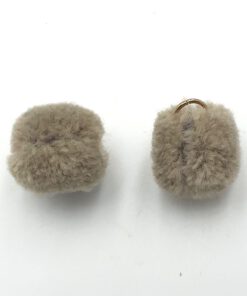 Pompom bedel met oog goud 15mm taupe grey